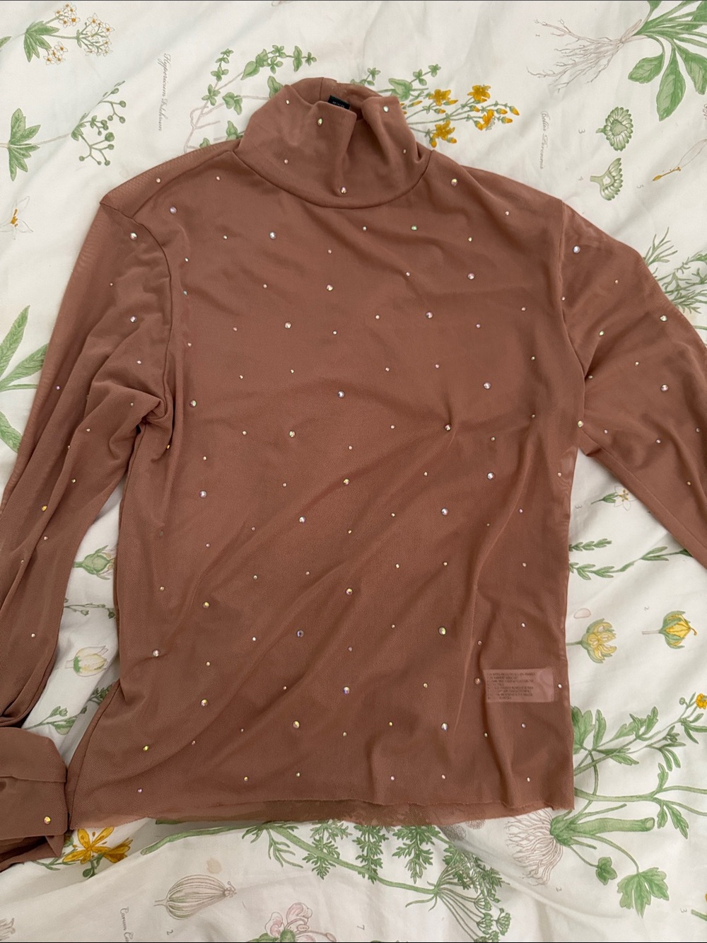 Echo Rose-Brown Turtleneck with Iridescent Studs